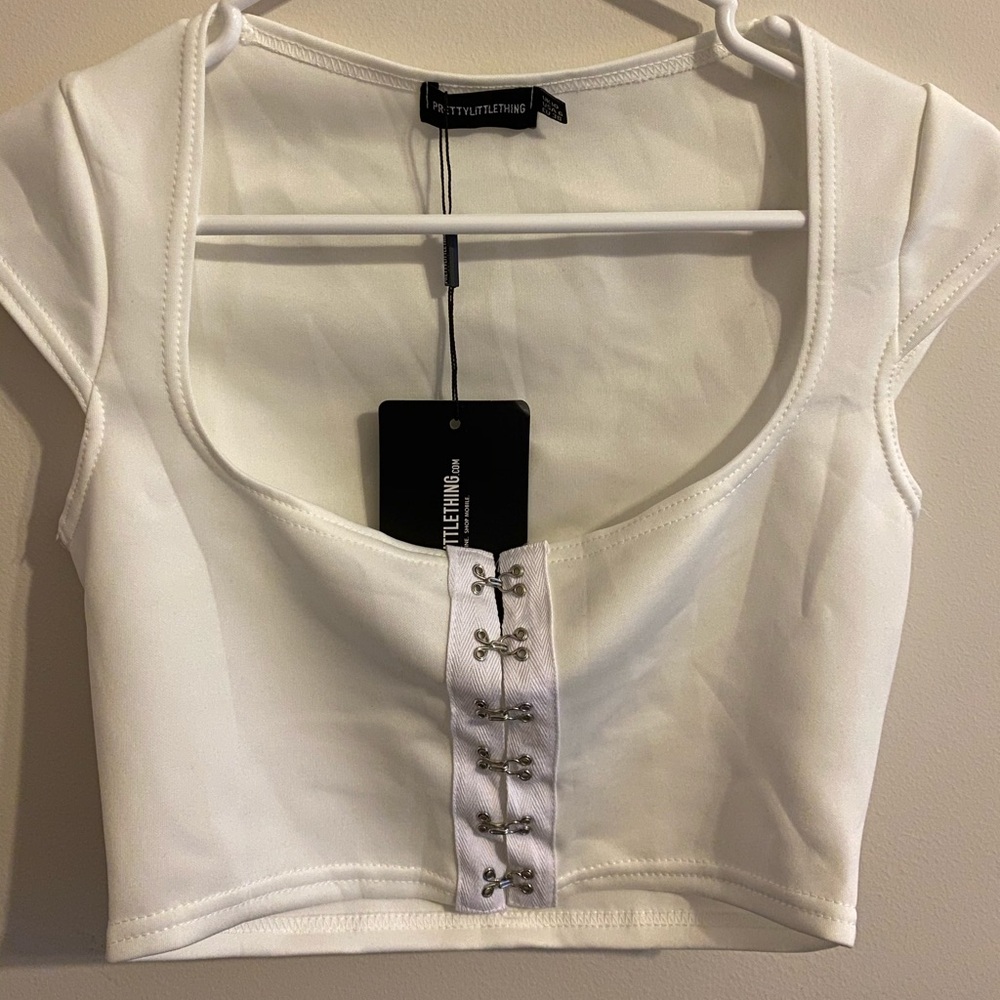 Pretty little thing white crop top